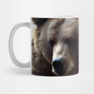 A brown bear in nature that looks cute and cuddly looks warm. Mug